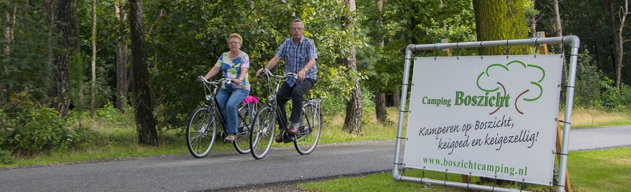 Ouderen fietsen in bos